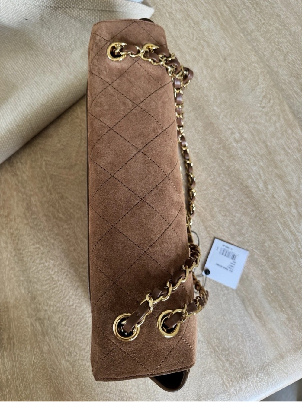 CHANEL Souplissimo Suede Quilted Shoulder Bag in Brown with Gold Hardware - Picture 6 of 8